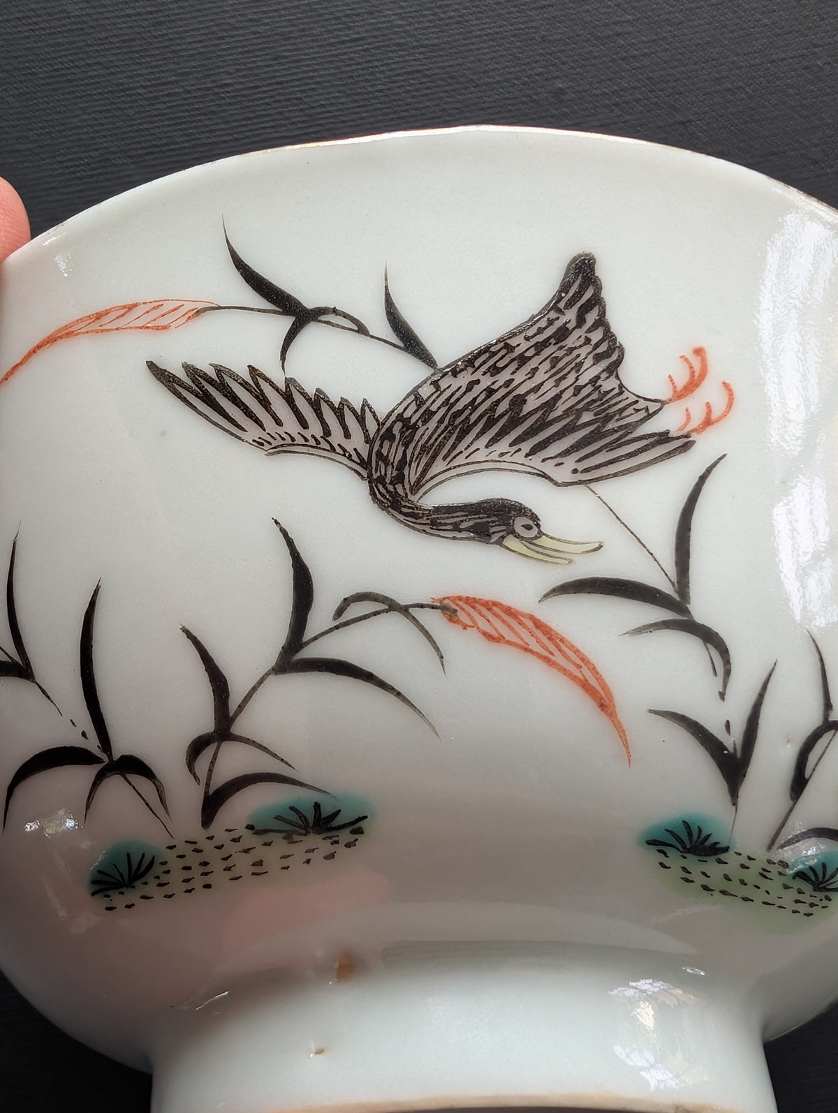 Chinese antique bowl decorated with wild geese, Late Qing / Republic #3011