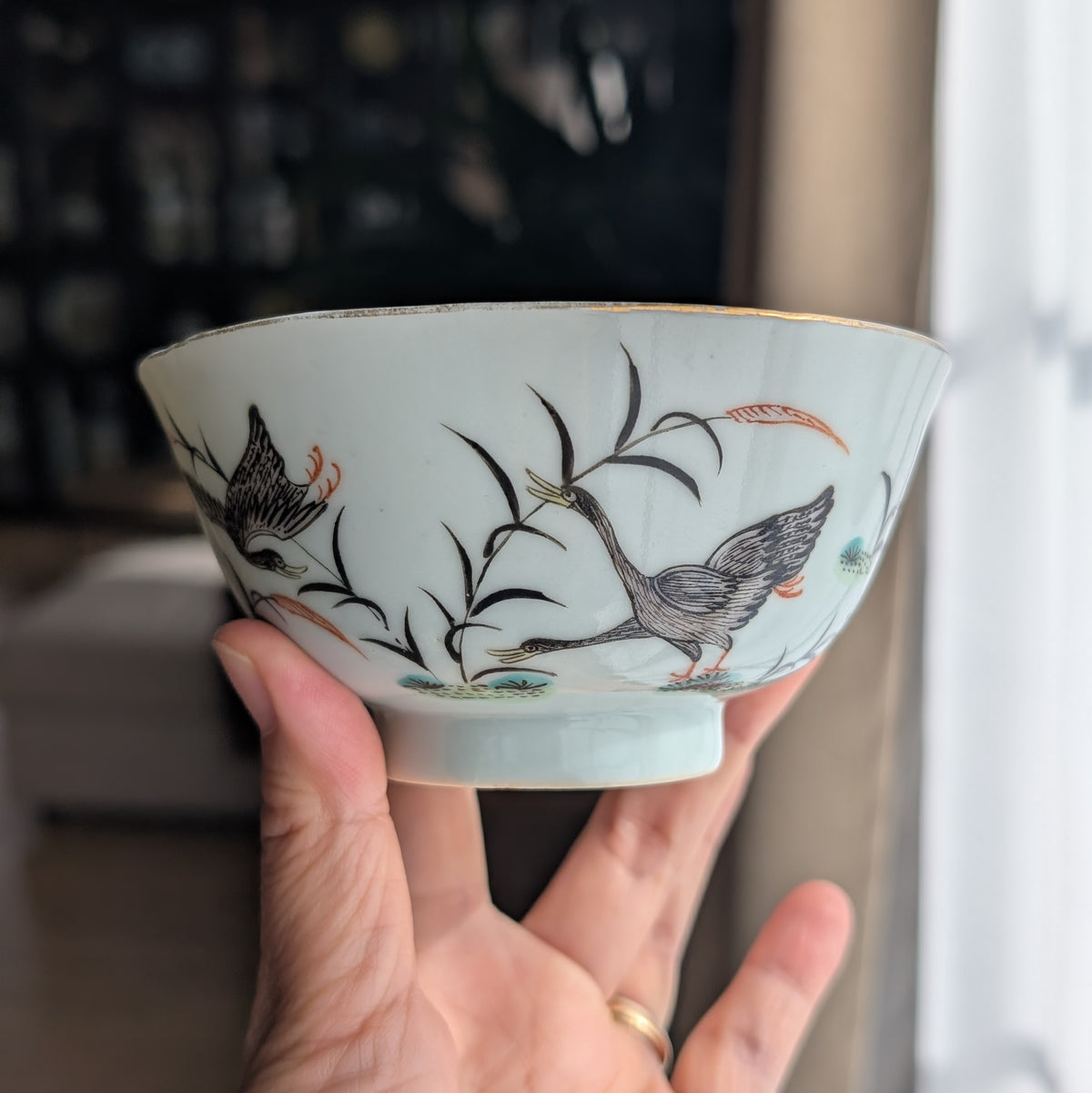 Chinese antique bowl decorated with wild geese, Late Qing / Republic #3011