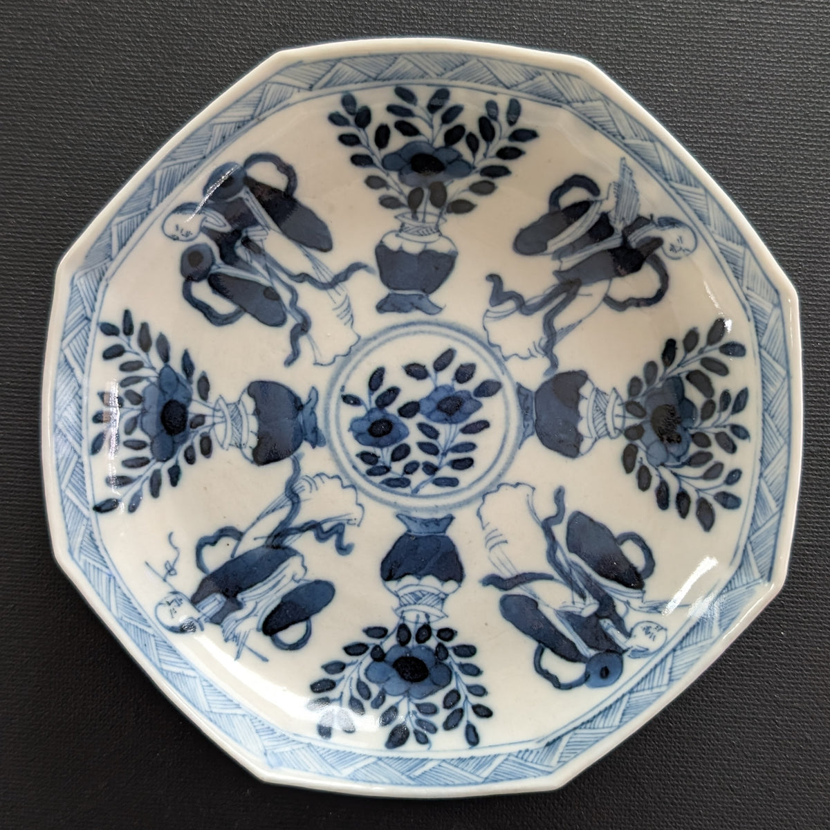 Chinese antique teacup and saucer, Kangxi revival. 19th century #3013