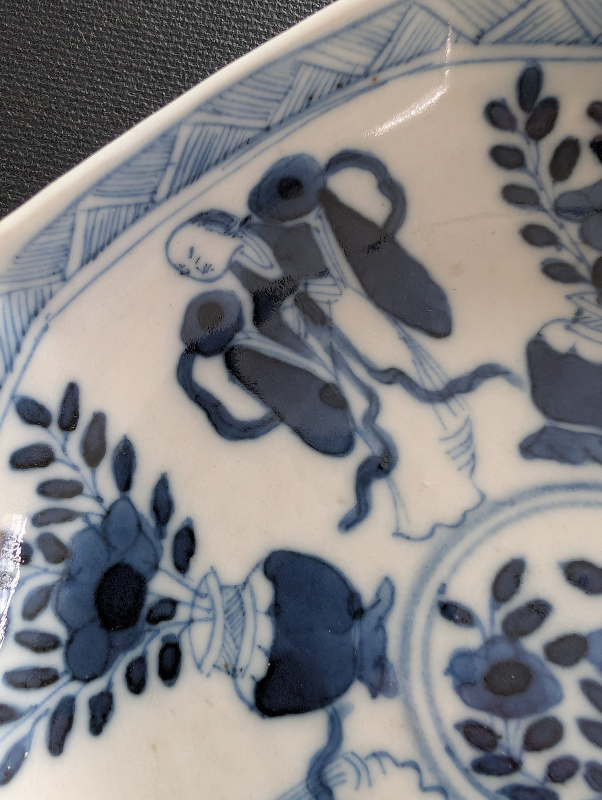 Chinese antique teacup and saucer, Kangxi revival. 19th century #3013