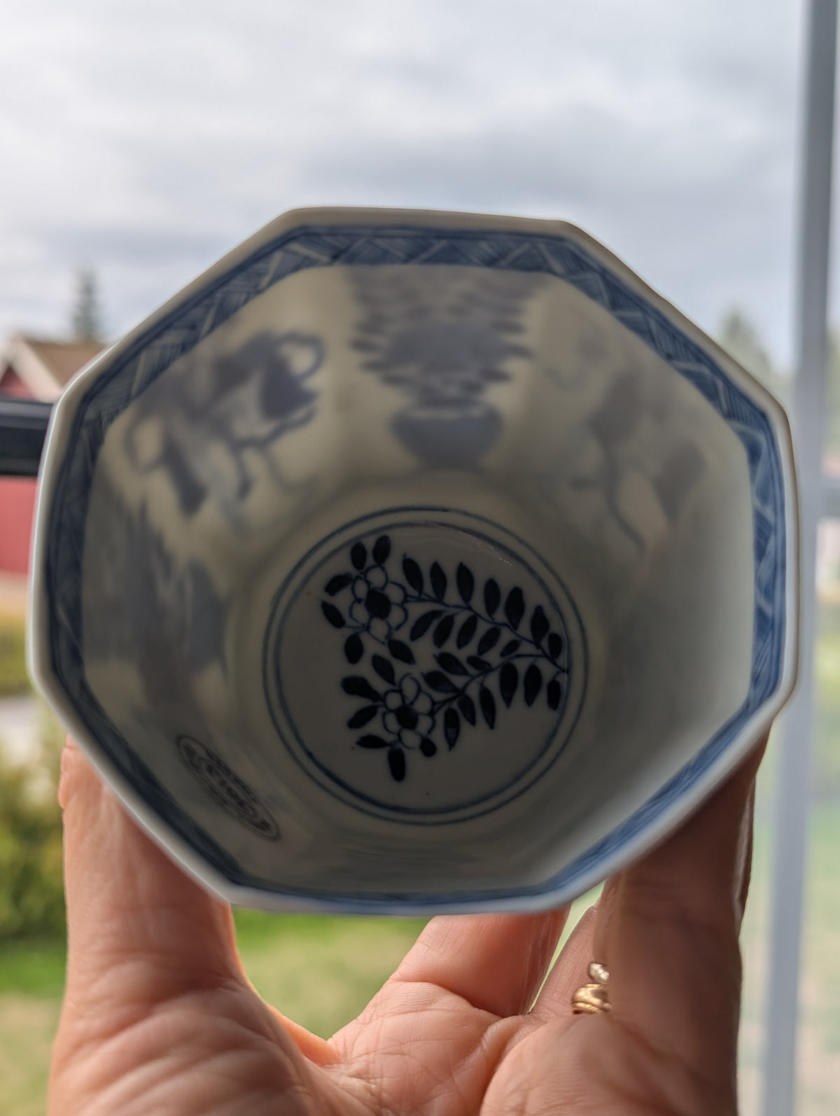 Chinese antique teacup and saucer, Kangxi revival. 19th century #3013