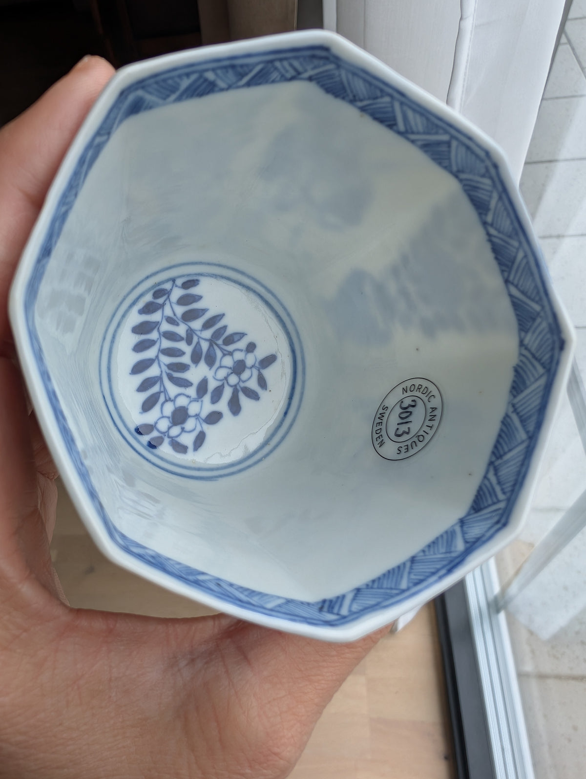 Chinese antique teacup and saucer, Kangxi revival. 19th century #3013