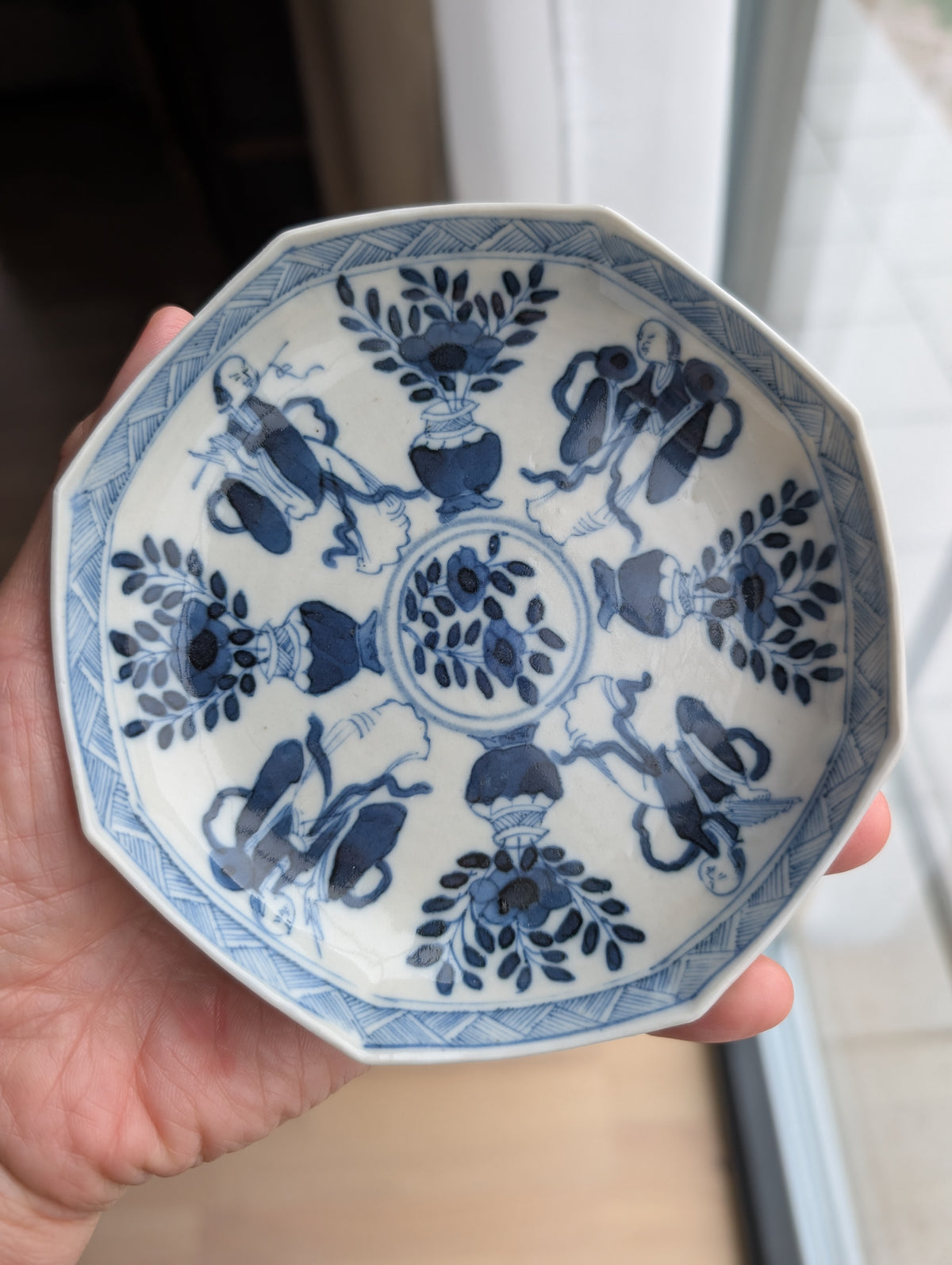 Chinese antique teacup and saucer, Kangxi revival. 19th century #3013