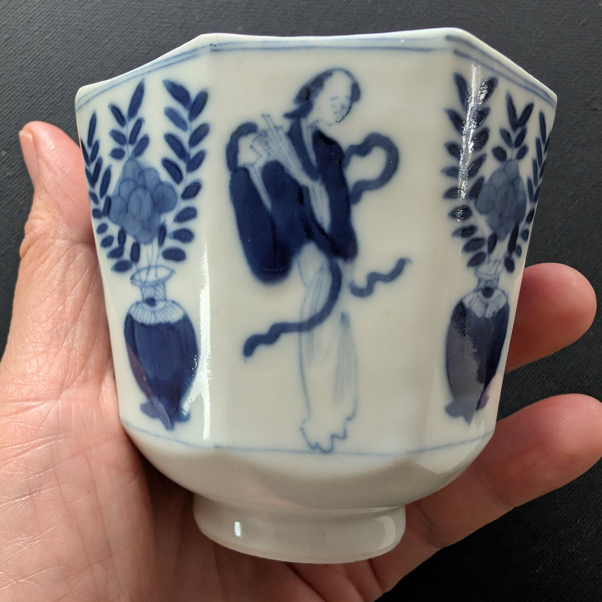Chinese antique teacup and saucer, Kangxi revival. 19th century #3015