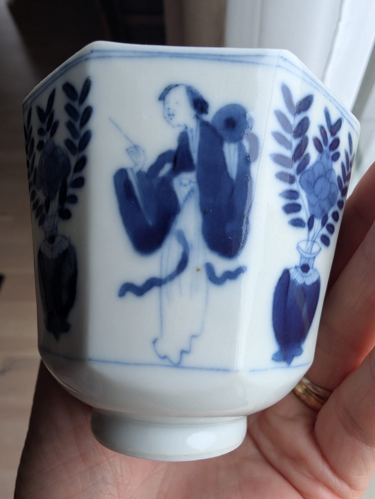 Chinese antique teacup and saucer, Kangxi revival. 19th century #3015