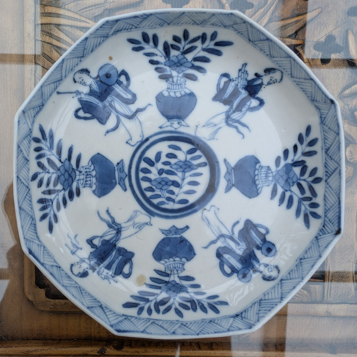 Chinese antique teacup and saucer, Kangxi revival. 19th century #3015