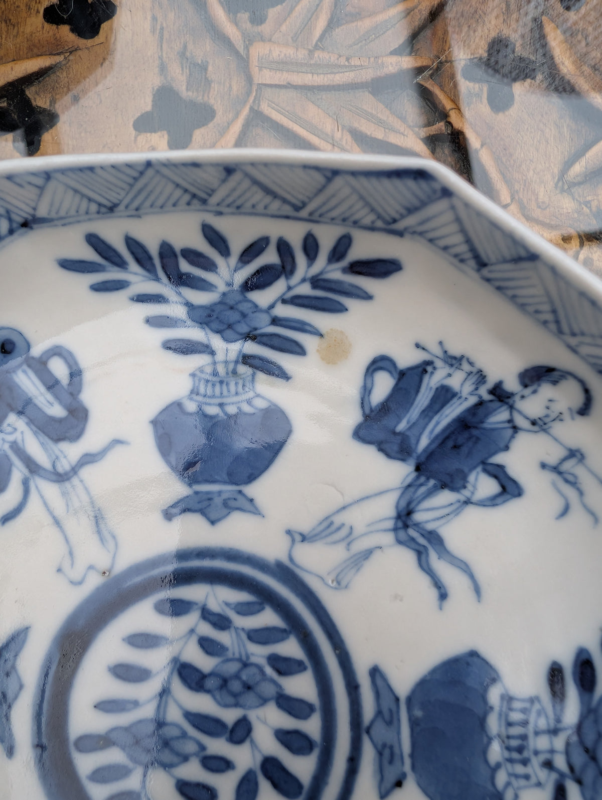 Chinese antique teacup and saucer, Kangxi revival. 19th century #3015