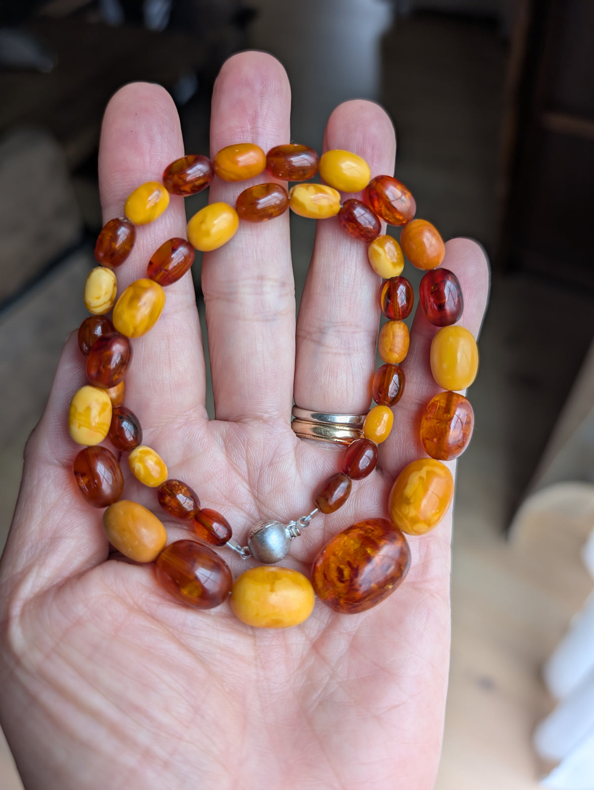 Antique Natural Amber Necklace Baltic Amber  19.07g #3022