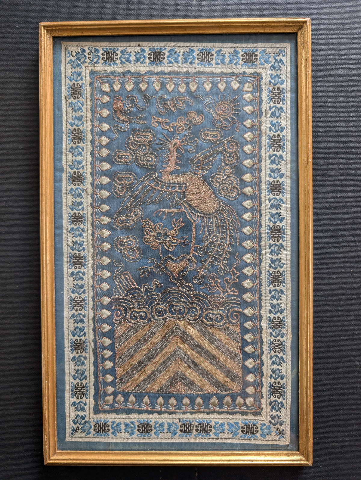 Chinese Antique silk embroidery with pheonix, 19th century Qing Dynasty #3025
