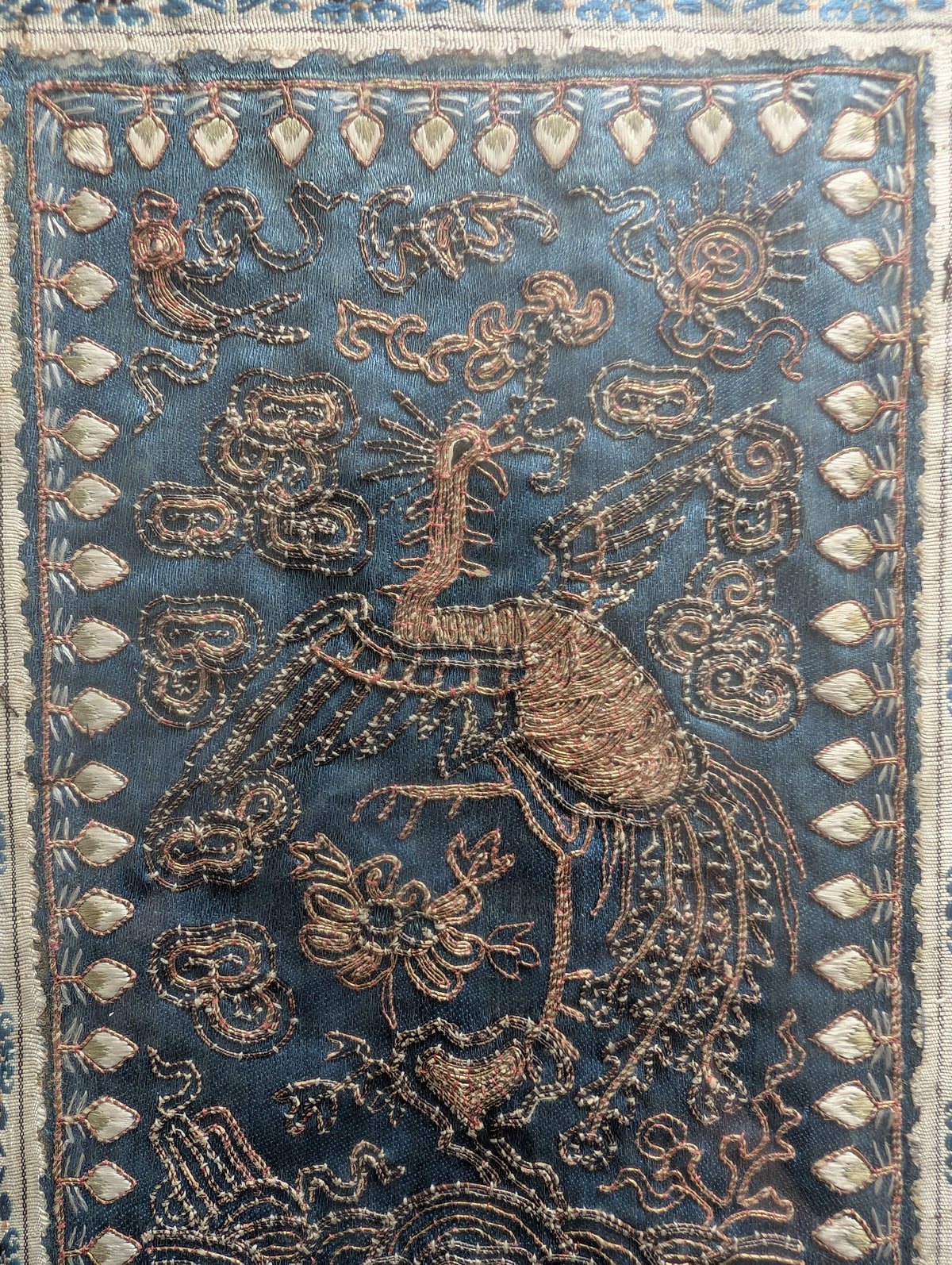 Chinese Antique silk embroidery with pheonix, 19th century Qing Dynasty #3025