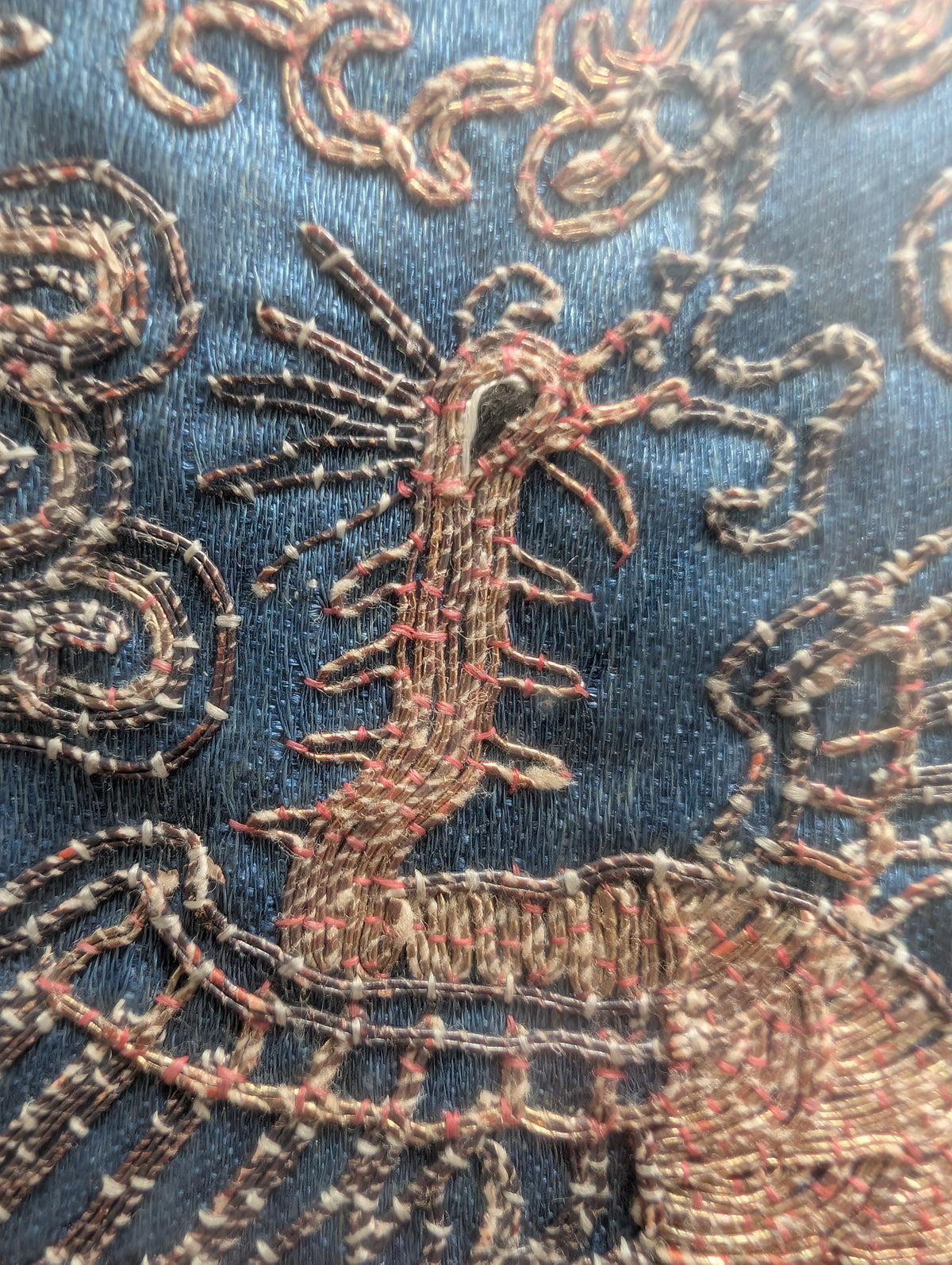 Chinese Antique silk embroidery with pheonix, 19th century Qing Dynasty #3025