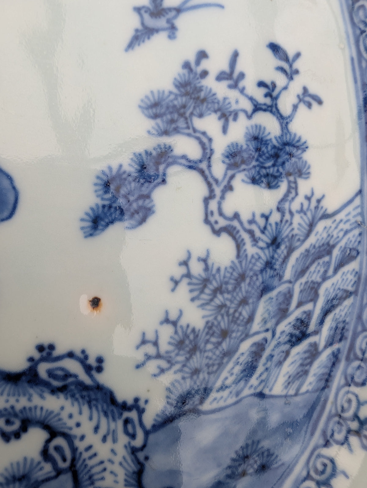 Chinese antique blue and white platter, Qianlong period #3028