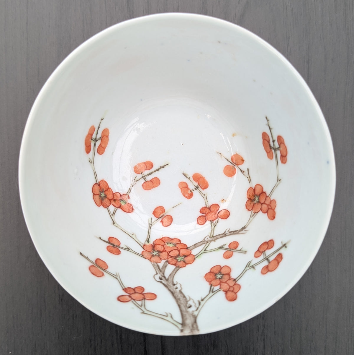 Antique Chinese porcelain cup with cherry blossom, 19th c #3029