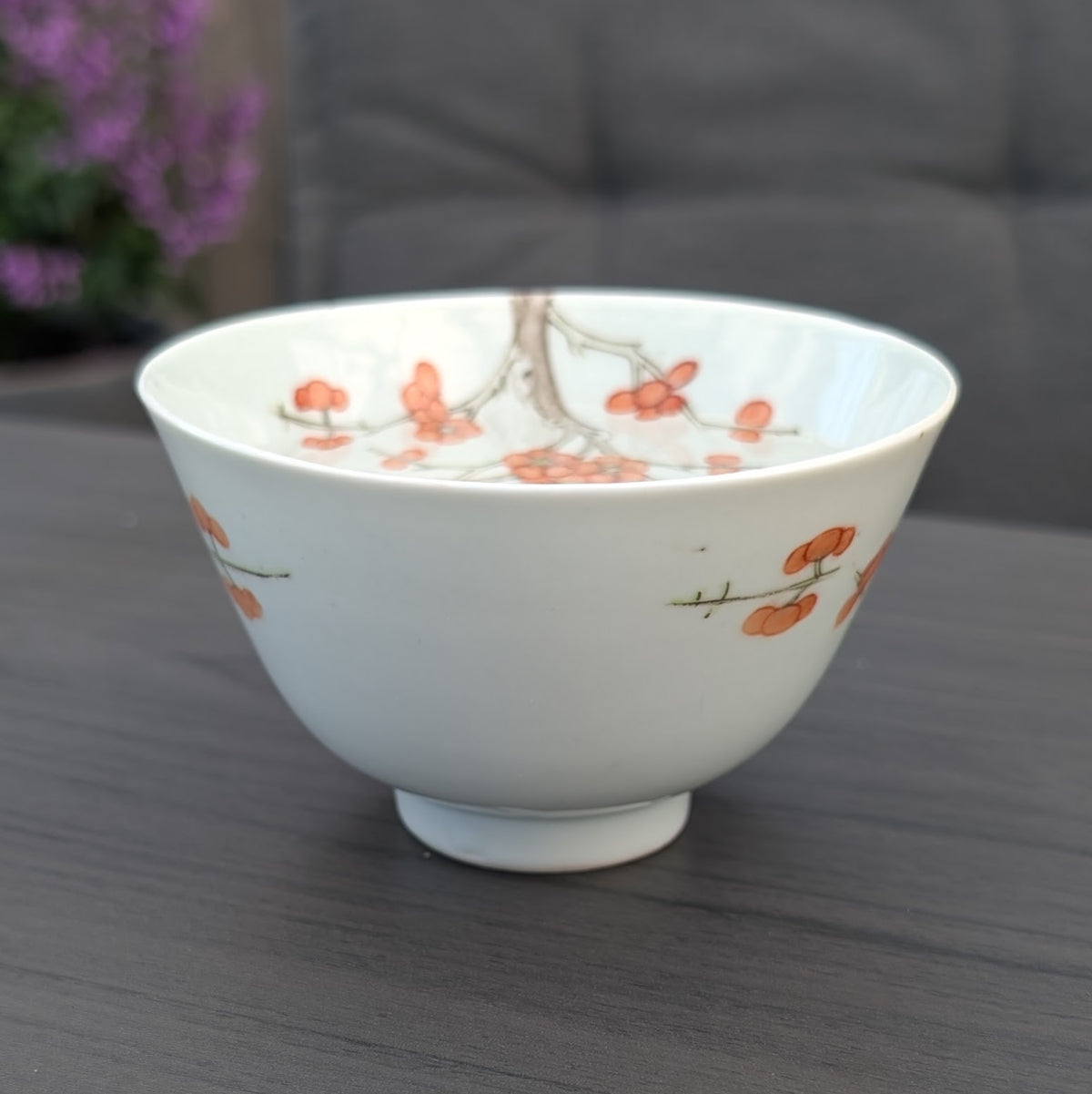 Antique Chinese porcelain cup with cherry blossom, 19th c #3029