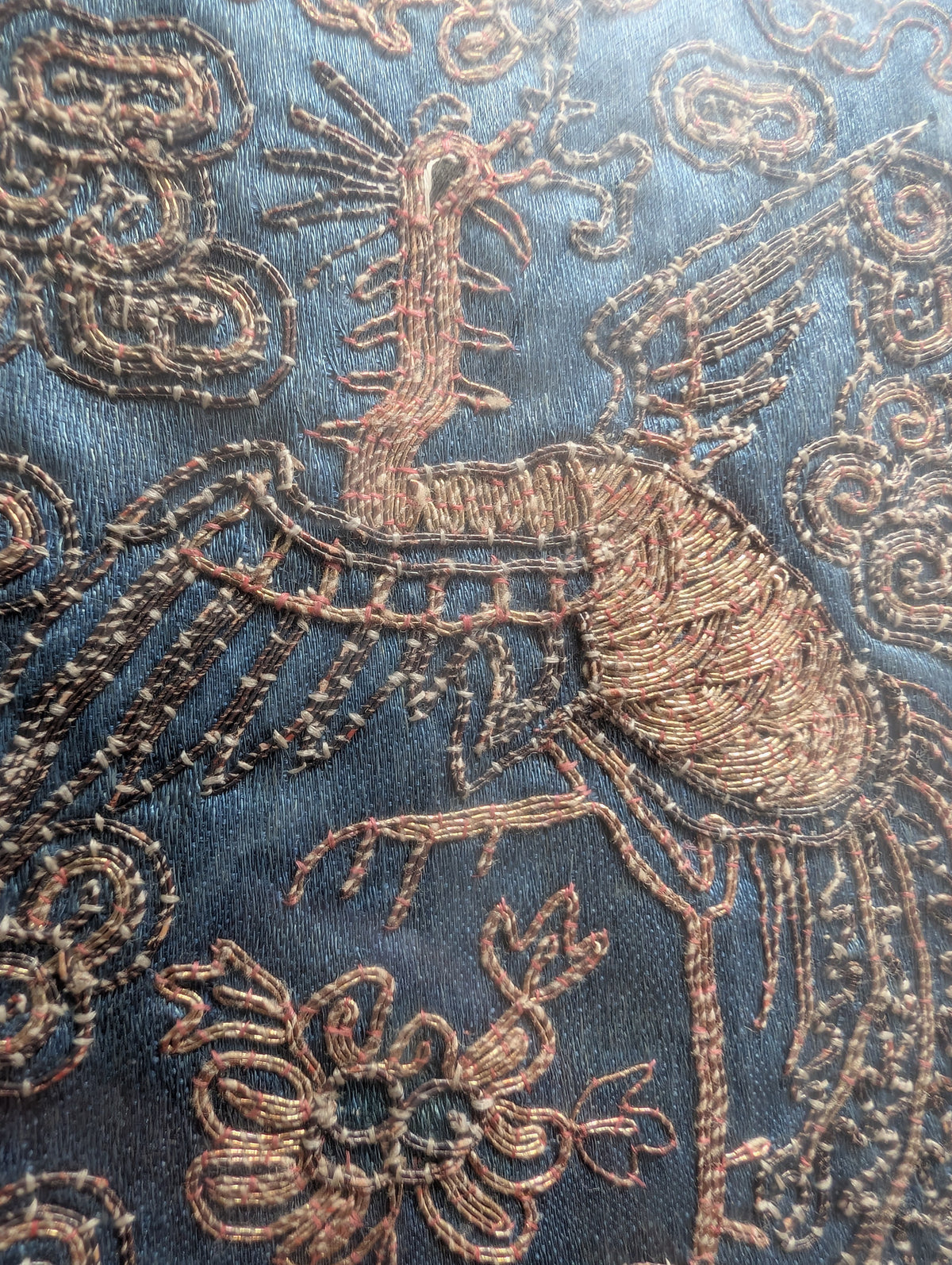 Chinese Antique silk embroidery with pheonix, 19th century Qing Dynasty #3025