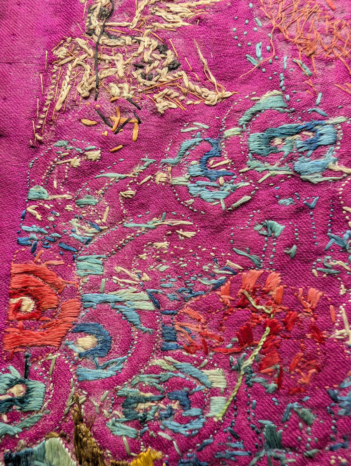 Chinese Antique silk embroidery with Dragon, 19th century Qing Dynasty #2906
