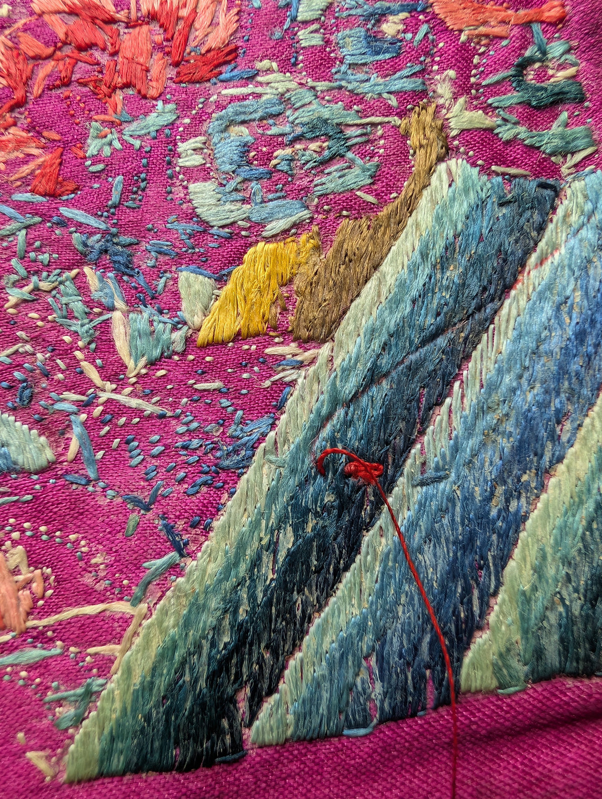 Chinese Antique silk embroidery with Dragon, 19th century Qing Dynasty #2906
