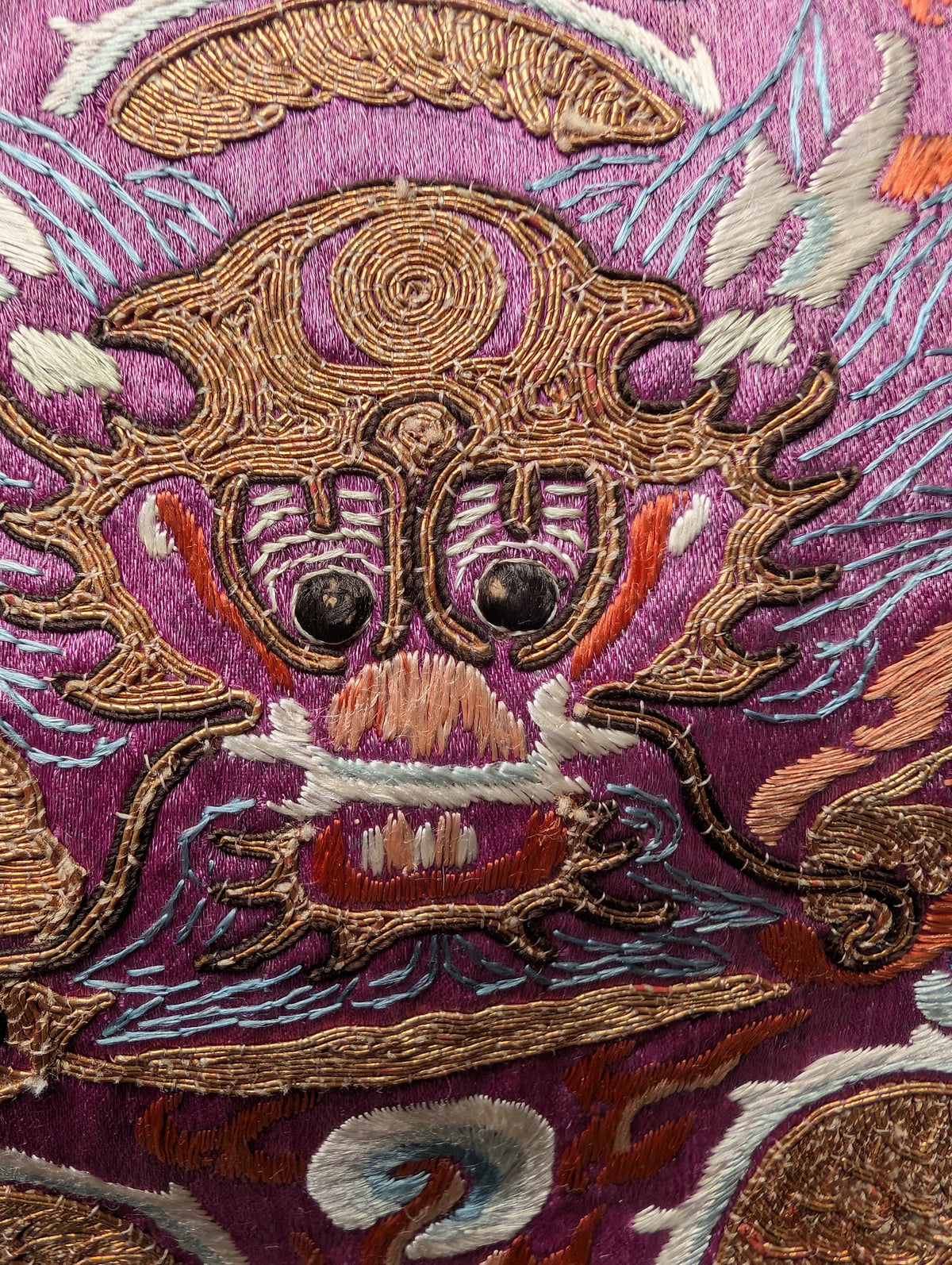 Chinese Antique silk embroidery with Dragon, 19th century Qing Dynasty #2906