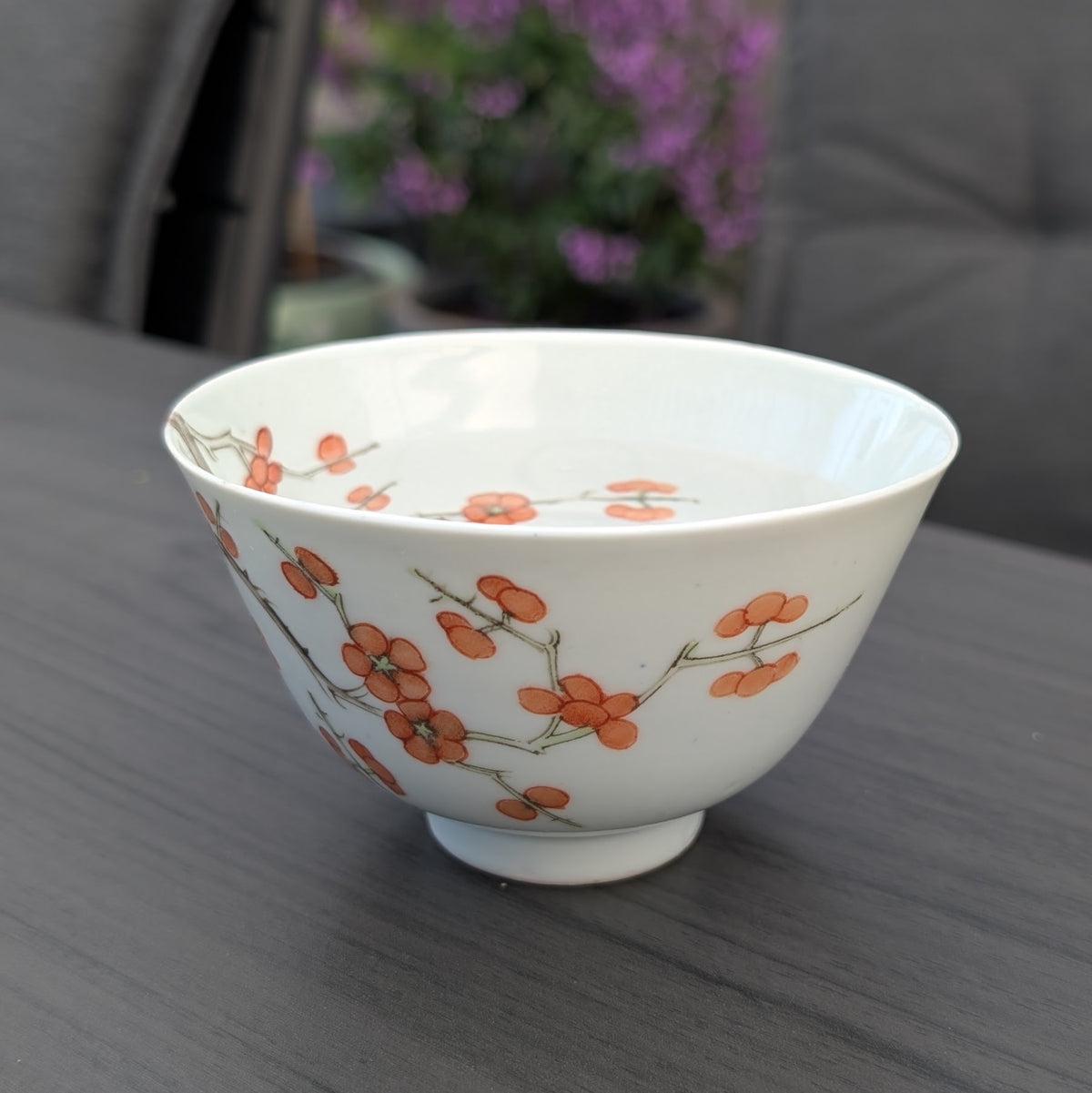 Antique Chinese porcelain cup with cherry blossom, 19th c #3029